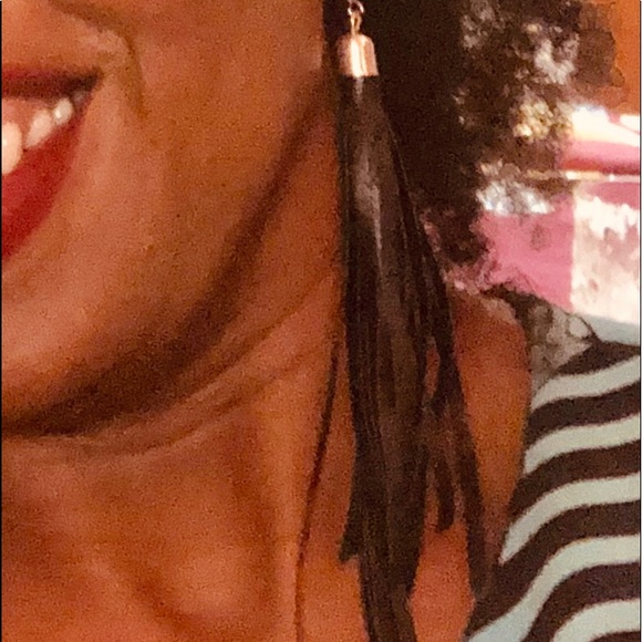 Vegan Leather Fringe Earrings-Pierced & Clip On 🔥 - Picture 5 of 7